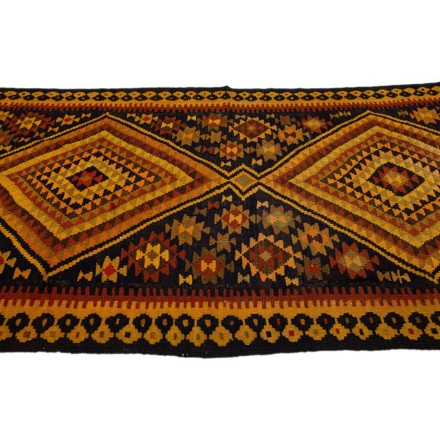 1960s Mid-20th Century Turkish Kilim Yellow Handmade Tribal Wool Rug For Sale - Image 5 of 8