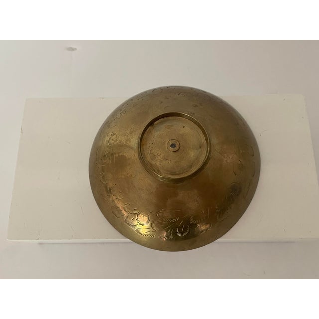 Late 20th Century Vintage Hand Etched Indian Brass Bowl With Floral Design For Sale - Image 5 of 9