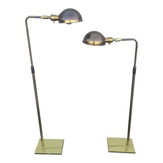 Adjustable Brass Floor Lamps - a Pair For Sale