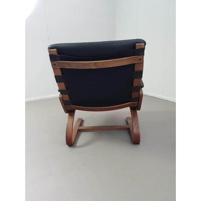 Scandinavian Black Leather Lounge Chairs, Set of 2 For Sale - Image 6 of 14