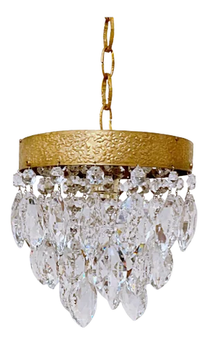 1960s Italian Brass Rim Layered Chandelier