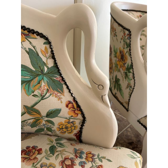 Wood Vintage French Provincial Empire Swan Tub Chairs For Sale - Image 7 of 12