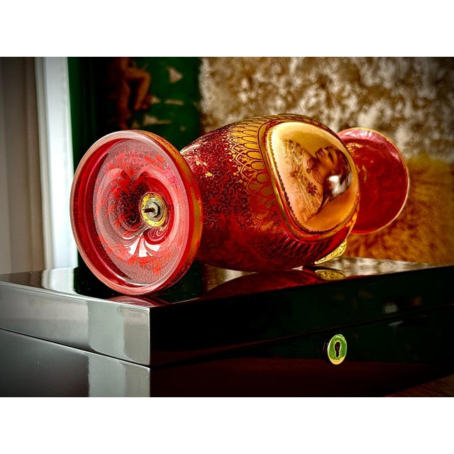 Bohemian Ruby Cranberry Glass Urn Vase from Moser, 1880 For Sale - Image 15 of 18