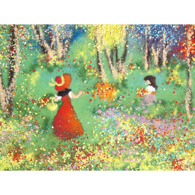 Impressionist Vintage Enamel on Copper Painting Framed Art Signed Greene "Sunday in the Park" For Sale - Image 3 of 10