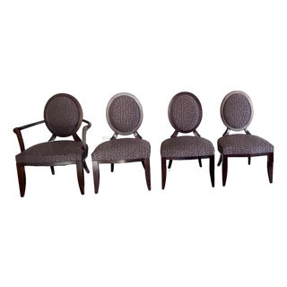Rare Set of 4, Authenticated, Barbara Barry for Baker Furniture Oval X-Back Chairs For Sale