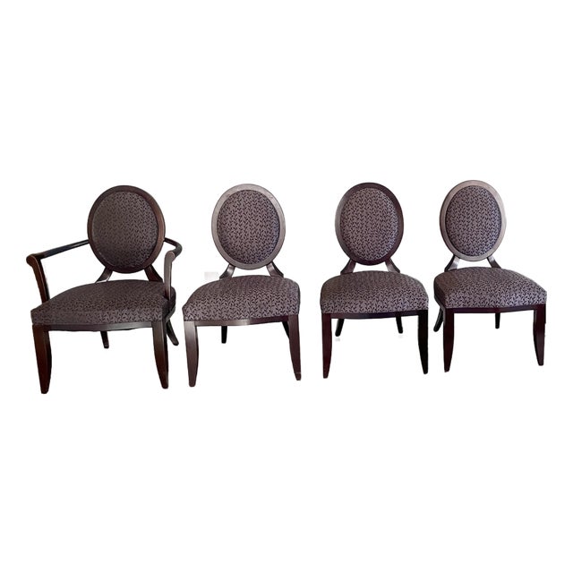 Rare Set of 4, Authenticated, Barbara Barry for Baker Furniture Oval X-Back Chairs For Sale