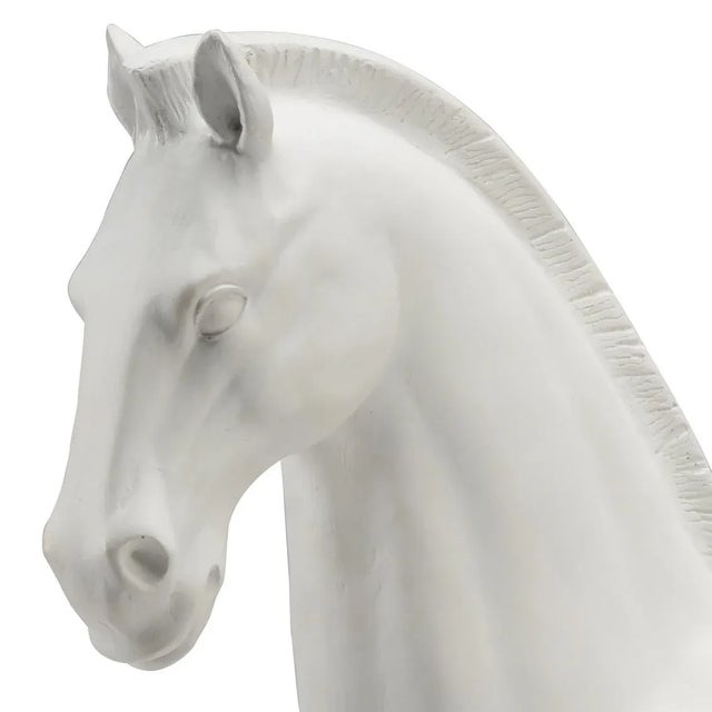 White Painted Composite Horse On Black Painted Composite Base Clean with a dry cloth