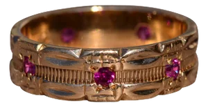 The Smithwick: Retro Era Rose Gold and Ruby and Pink Sapphire Eternity Band