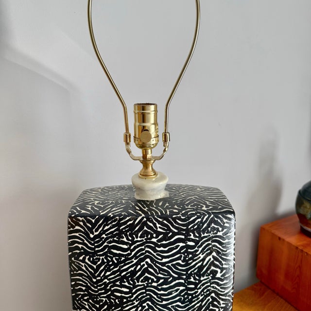 1990s Zebra Print Ceramic Table Lamp For Sale In Charleston - Image 6 of 10