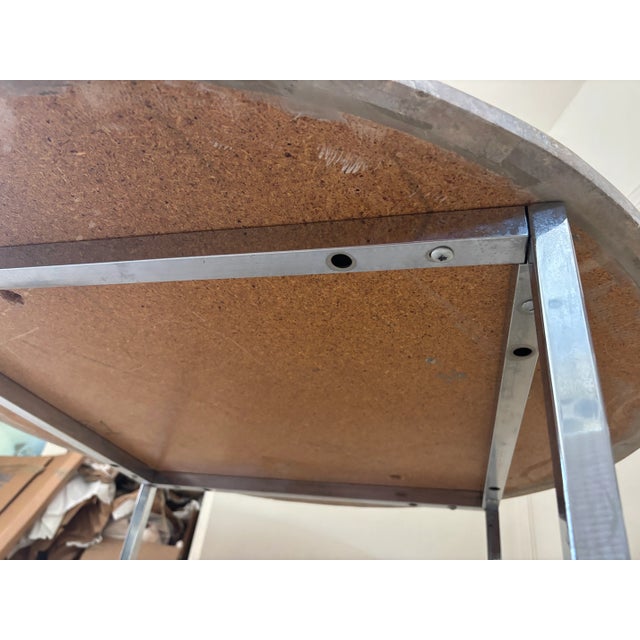 Metal Vintage Marble Top Mid-Century Style Coffee Table With Chrome Legs For Sale - Image 7 of 7