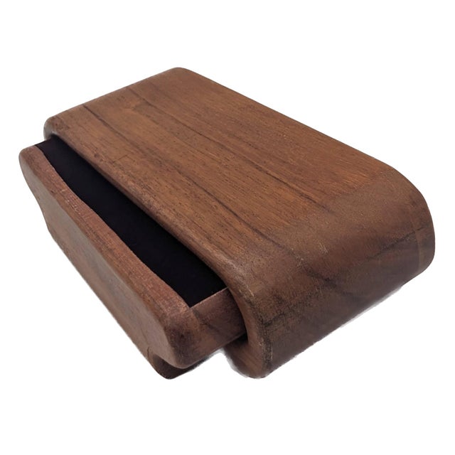 1970s Mid 20th Century Handcrafted Teak Wood Jewelry and Trinket Box For Sale - Image 5 of 10