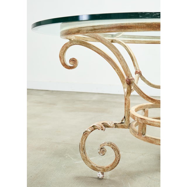 Metal 20th Century Italian Regency Wrought Iron Garden Dining Table For Sale - Image 7 of 18