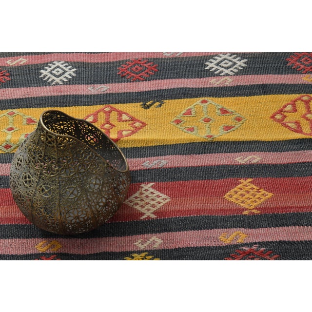 Vintage Turkish Oushak Handmade Wool Cotton Red Runner Rug For Sale - Image 10 of 12