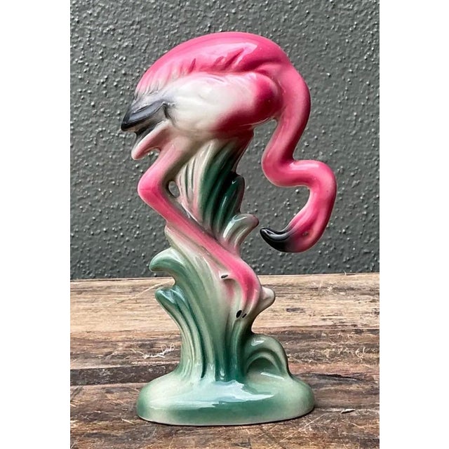 Vintage MCM Glazed Ceramic Flamingo For Sale - Image 11 of 12