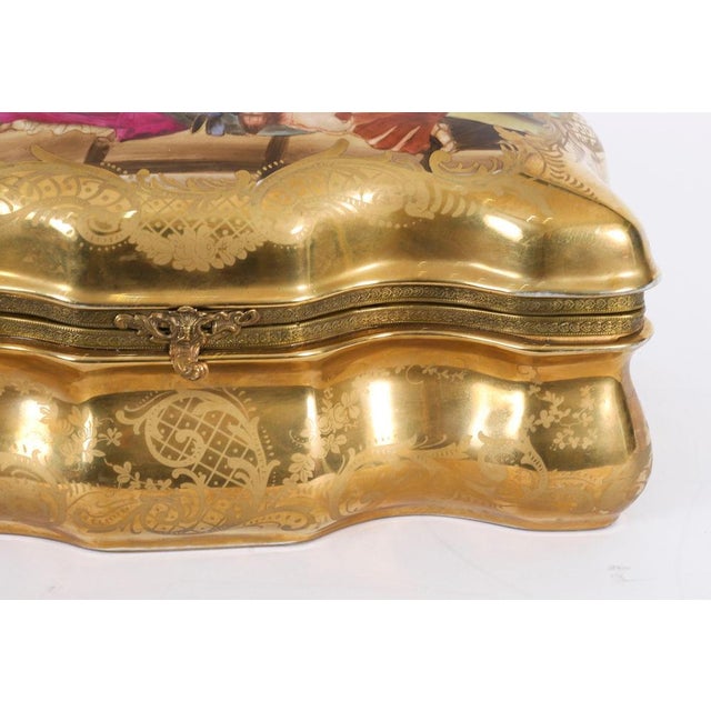 Gold Large Antique French Sevres Golden Porcelain Casket, 1800s For Sale - Image 8 of 14