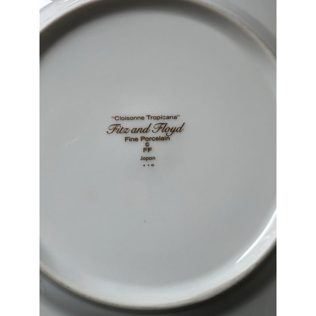 Hollywood Regency Vintage Fitz and Floyd Tropical Pattern Bread Plates- A Pair For Sale - Image 3 of 5