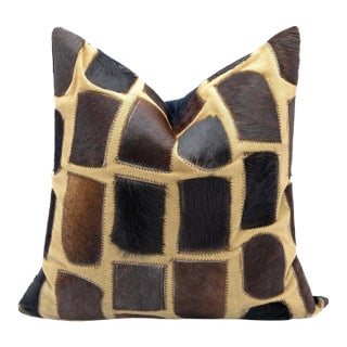 Canvello Genuine Cowhide Leather Decorative Throw Pillow With Feather Down Insert Included For Sale