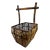 Vintage Boho Chic Burnt Bamboo and Split Reed Basket For Sale