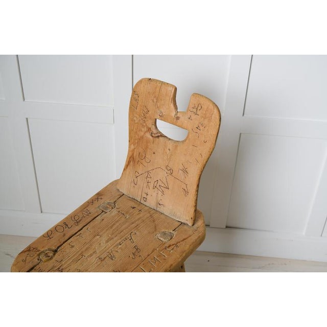 Swedish Folk Art Chair with Hand Carved Graffiti For Sale - Image 6 of 7