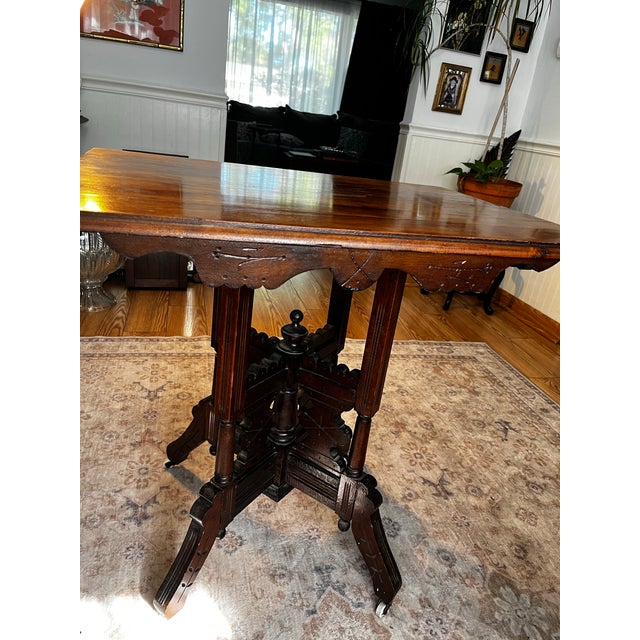 Eastlake Walnut Center Parlor Table For Sale - Image 6 of 12