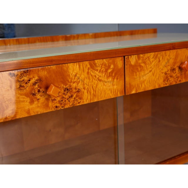 Large Vintage Dressing Table Set in Burl Veneer, 1940s, Set of 3 For Sale - Image 11 of 13