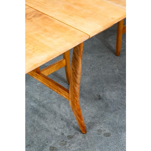 Mid Century Modern Dining Table Solid Maple Gate Leg Drop Heywood Wakefield Leaf For Sale - Image 10 of 12