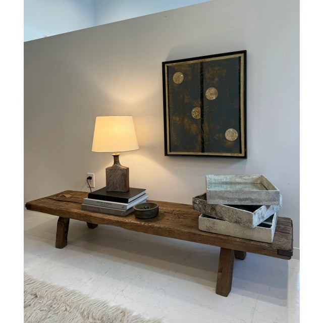 Vintage, Primitive, Rustic Low Wood Coffee Table or Bench For Sale - Image 9 of 12