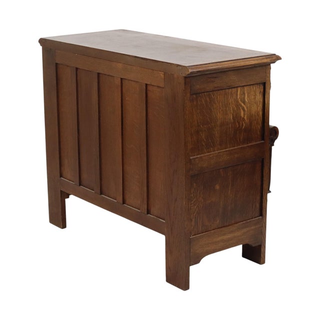 Brown Vintage Carved Oak Cabinet Chest of Drawers with Mythical Figures For Sale - Image 8 of 18