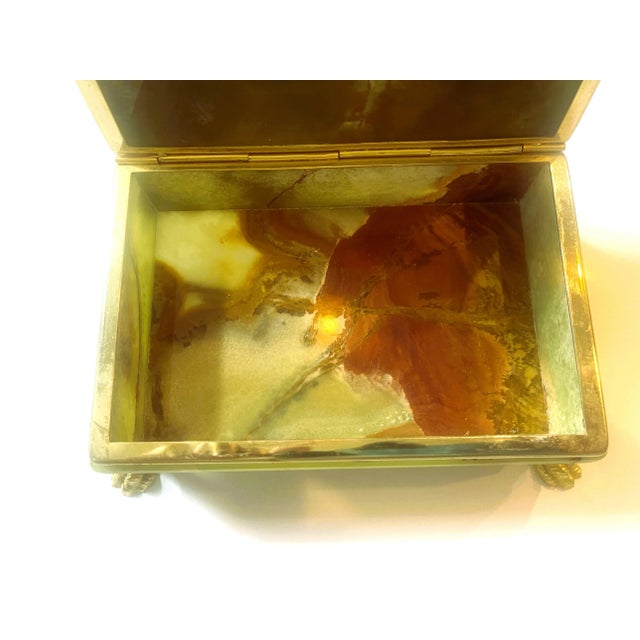 1980s Rectangular Onyx /Agate Footed Casket Box For Sale - Image 4 of 5