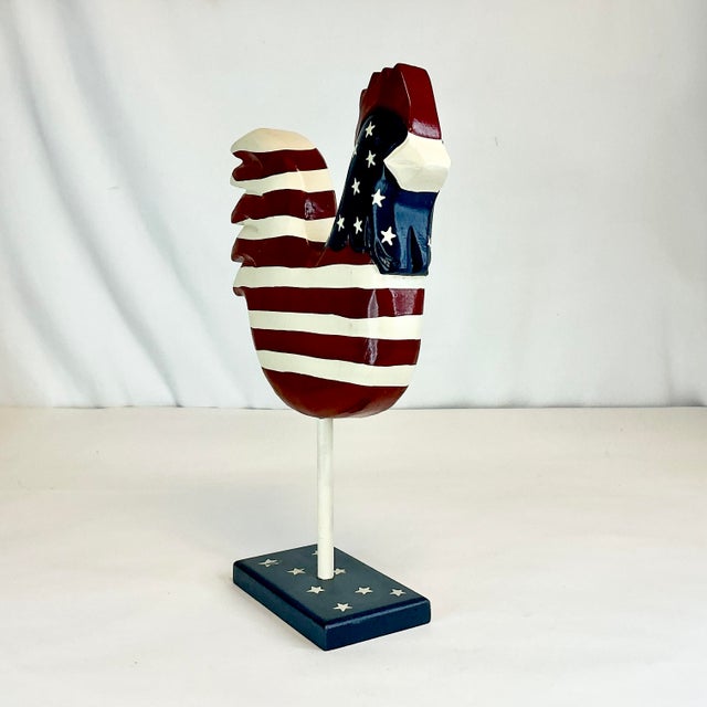 Wood 1980s Vintage Arts & Crafts Americana Painted Wooden Chicken Figural For Sale - Image 7 of 12