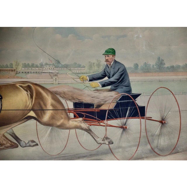 19th C. Currier & Ives Lithograph "Celebrated Trotting Team Edward & Swiveller", 1882 For Sale In San Francisco - Image 6 of 11