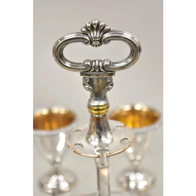 Antique English Victorian Silver Plated Egg Server W/ Spoon Set - Service for 6 For Sale - Image 9 of 10