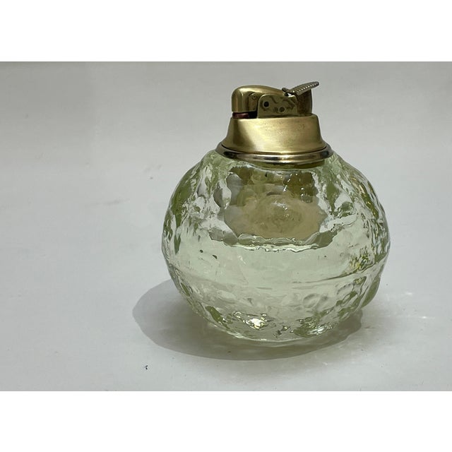 Vintage Mid-Century Modern "Ice Glass" Globe Table Lighter With Brass Top, C. 1960s For Sale In Atlanta - Image 6 of 6