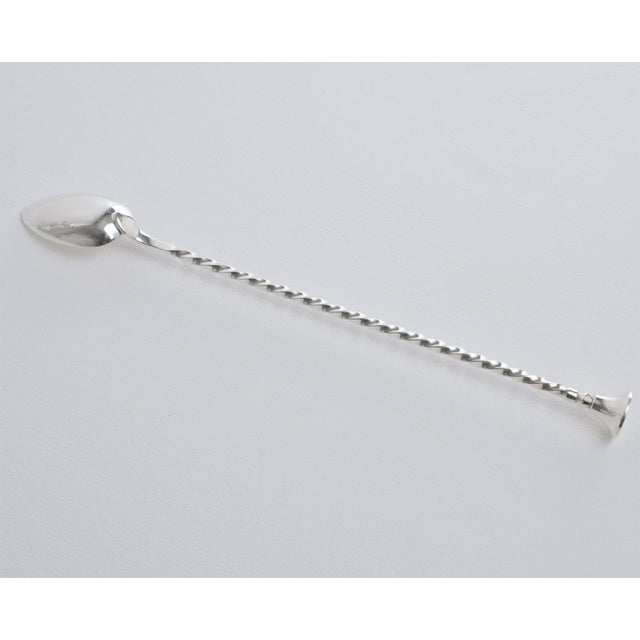 1940s Silver Plate and Crystal Barware Cocktail Martini Pitcher with Stirrer Spoon For Sale - Image 16 of 17