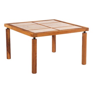 Italian Olive Wood and Travertine Dining Table, C. 1960 For Sale