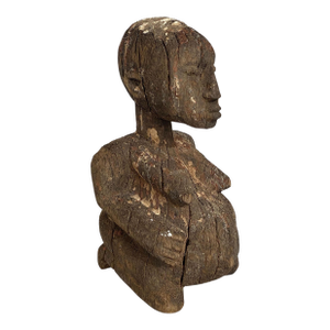 Stunning Carving Old Lobi Pregnant Women Sculpture Burkina Faso 10" H