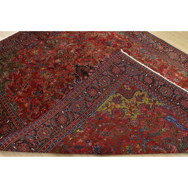 Heriz Rug 8’2” X 10’11” Red Wool Vintage Traditional Hand-Knotted Carpet For Sale - Image 14 of 15