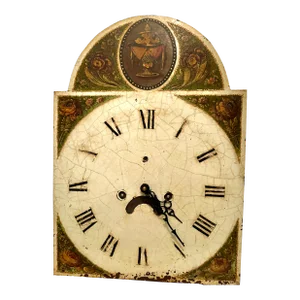 Early 20th Century Hand Painted Clock Face Converted to Battery
