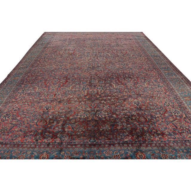 Traditional Antique Persian Kashan Rug With Red-Blue Floral Patterns by Rug & Kilim For Sale - Image 3 of 7