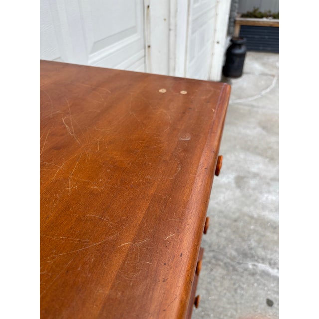 Wood Colonial Revival Chest of Drawers | Vintage Early American Style Solid Wood Dresser | Farmhouse Traditional Bedroom Storage | Wood High Boy For Sale - Image 7 of 12