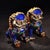 Pair of Vintage Chinese Cloisonné Foo Dogs / Guardian Lions in Cobalt Blue With Silver-Tone Brass For Sale - Image 9 of 9