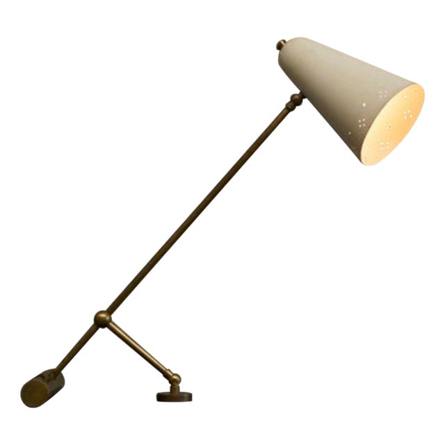 Mid-Century Modern Adjustable Table Lamp with Perforated Shade, 1950s For Sale