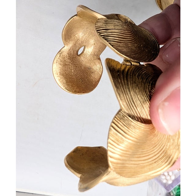 Vintage 1986 Signed Trifari Goldtone & Brown Enamel Cuff Bracelet For Sale - Image 11 of 11