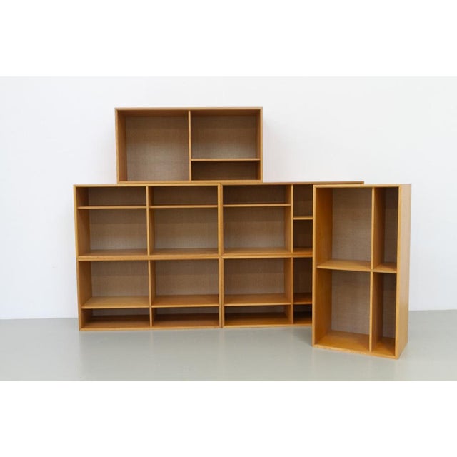 Danish Modern Modular Oak and Hessian Bookcase from HG, 1970s, Set of 6 For Sale - Image 9 of 18