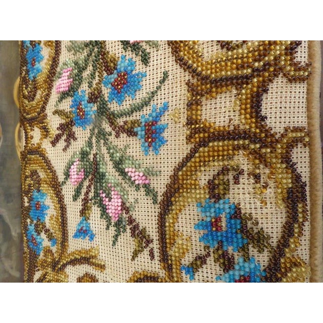 19th Century Antique Victorian Beadwork Upholstered Stool, 1860 For Sale - Image 5 of 17