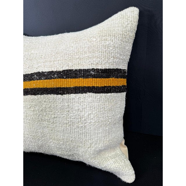 Contemporary Turkish Hemp Pillow Cushion Natural Beige Black Cushion Cover 20x20 For Sale - Image 3 of 4