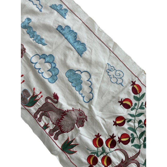 1960s Lion Suzani Wall Hanging, Pomegranate Tree For Sale - Image 5 of 6