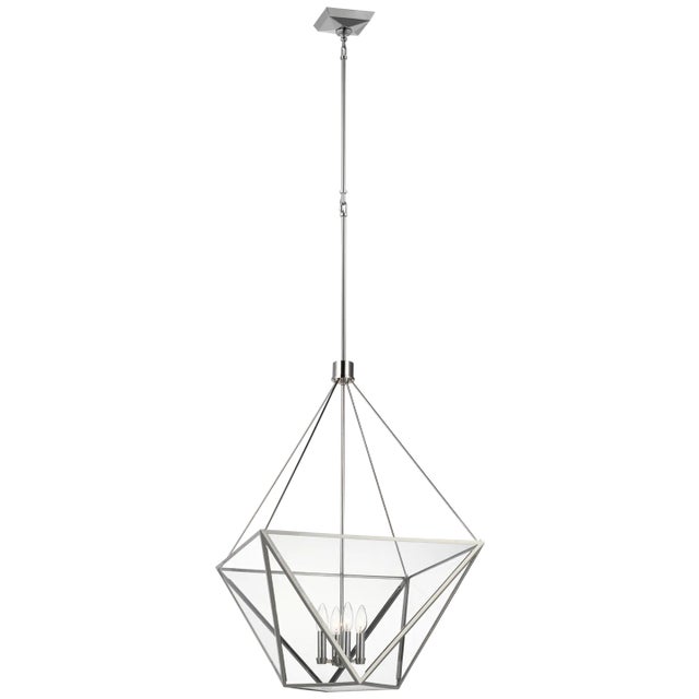Lorino Large Lantern in Polished Nickel with Clear Glass Designer: Julie Neill Fixture Height: 34" Min. Custom Height: 55"...