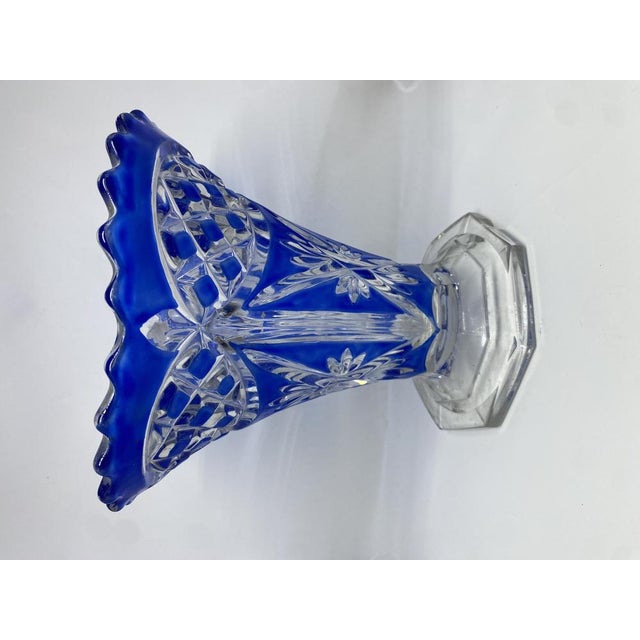 Bohemian Blue and Clear Crystal Vase, 1960s For Sale - Image 10 of 10