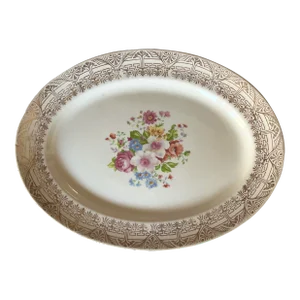 1950’s Pink Floral and Gold Edge Oval Platter